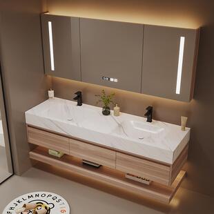 意式极简岩板热弯一体盆浴室柜轻奢风卫生间洗漱台简约洗手台组合