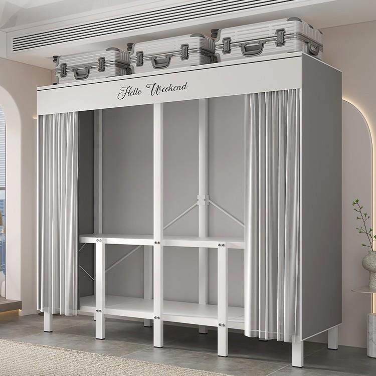 简易布衣柜经济型免安装折叠家用卧室出租房用全钢架衣橱结实耐用