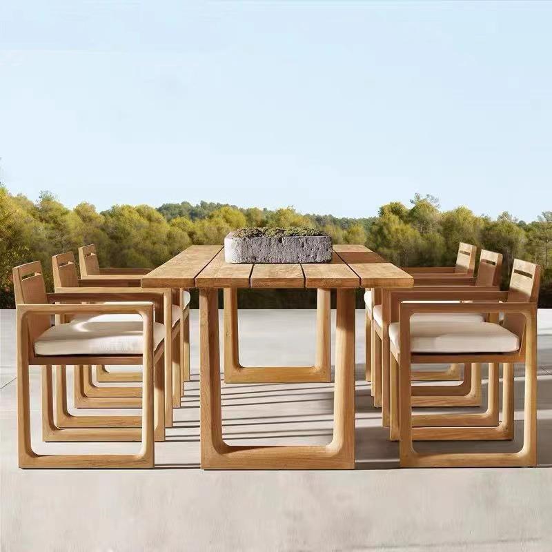 户外柚木桌椅庭院阳台防水防晒餐桌椅高档别墅民宿防腐木桌椅家具