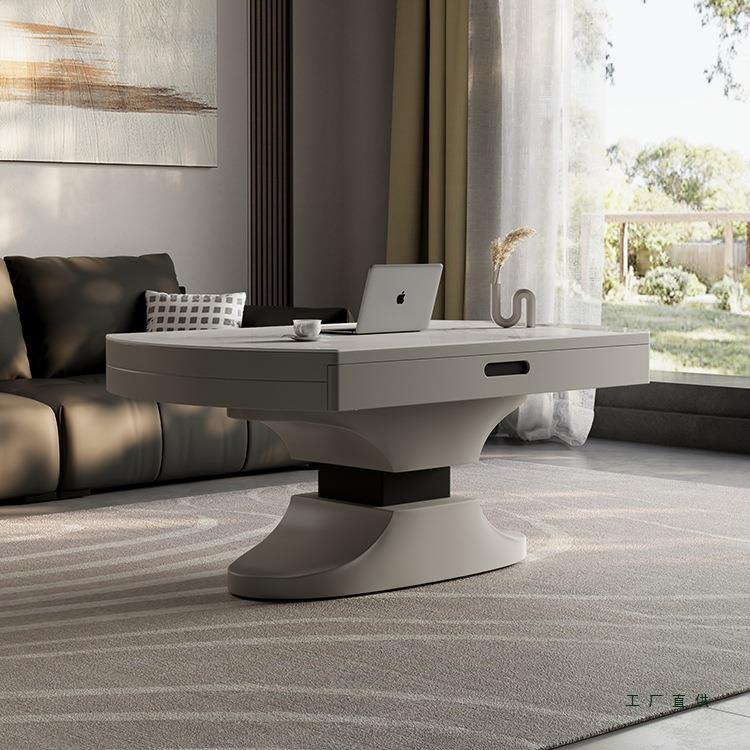 轻奢电动升降茶几变餐桌方圆两用客厅小户型多功能折叠二合一茶几