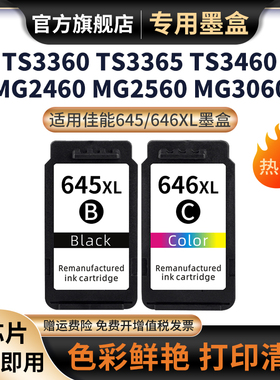 适用佳能TR4560打印机PG645XL墨盒 CL646墨盒 MG2460 TR4665 TS3460 TS3465 MX496 TS3160 TS3165 TS3365墨水