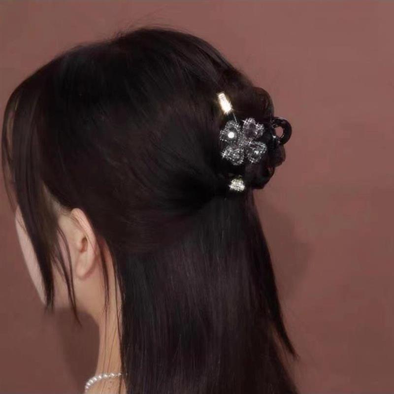 铂思亚同款法式四叶草小抓夹蝴蝶结刘海夹发量少发抓爪头饰发夹女