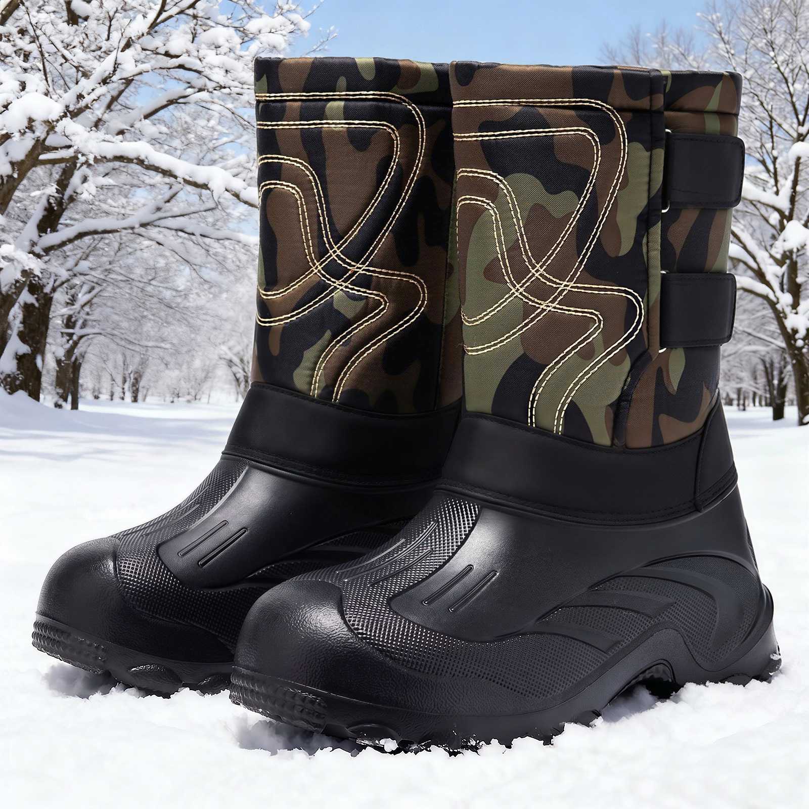 男鞋冬季高筒加绒加厚雪地靴户外