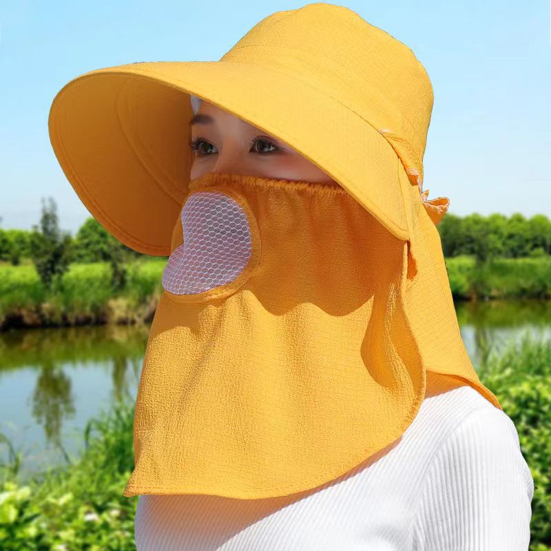 夏天防晒大檐骑车帽女户外采茶