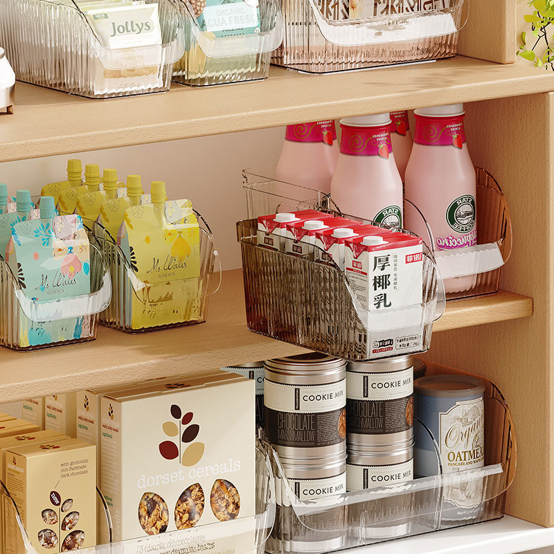 多功能零食收纳盒家用透明大号带分隔多功能一次性杯子桌面收纳架