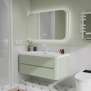 法式奶油风浴室柜组合陶瓷一体盆卫生间洗手台肤感洗脸盆柜洗漱台