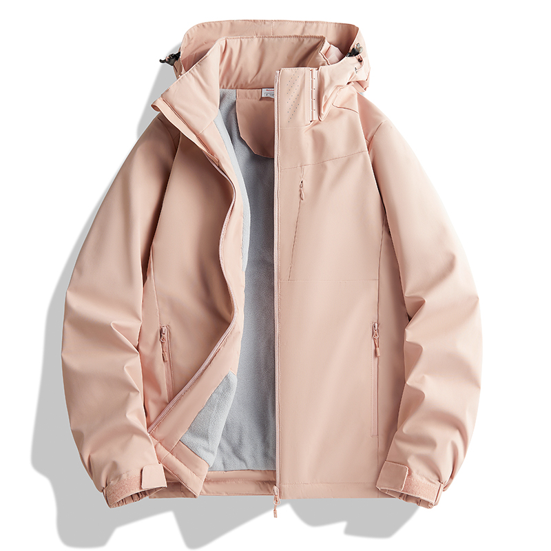 一体绒冲锋衣男女新款加绒加厚