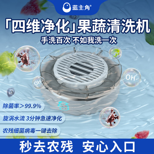 蓝主角果蔬清洗机消毒机自动洗水果蔬菜神器除菌除农残自动洗菜机