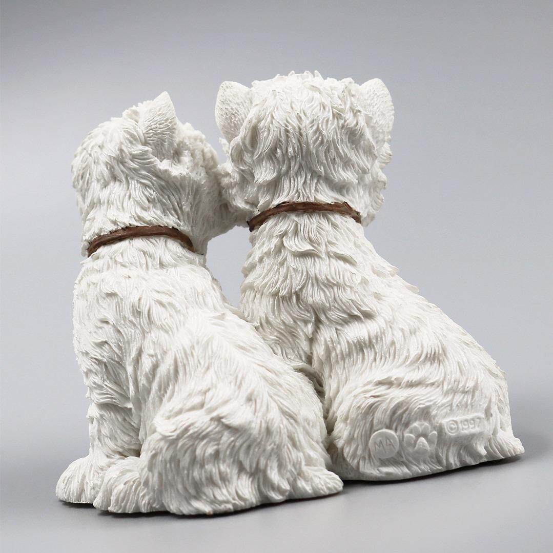 厂家直供西高地情侣犬仿真狗模型车载摆件树脂工艺品纪念品