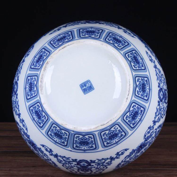 景德镇陶瓷工艺品青花瓷天球花瓶现代家居装饰陶瓷摆件摆设