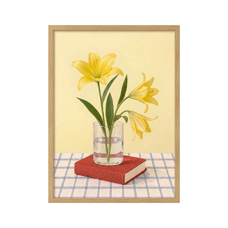 「百合」简约奶油风装饰画花卉创意挂画卧室玄关餐厅小众艺术画