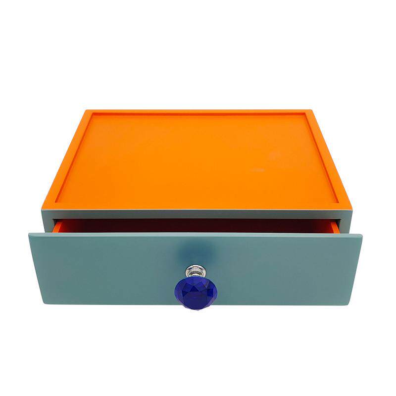 新款中式首饰盒酒店会所木质工艺品装饰摆件拼色衣帽间抽屉收纳盒