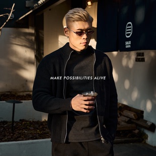 重磅940g三纱针织纯棉绞花拉链毛衣休闲外套 美式 MPA PumpClub冬季