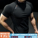 无缝拼接速干高弹运动抗皱透气圆领 MPA PumpClub夏季 半门襟T恤