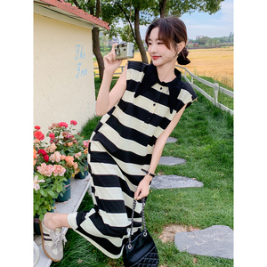 现货，B191K796P95K138条纹polo连衣裙女夏装新款气质图片