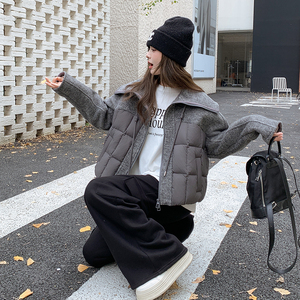 现货主推70毛双面呢拼新标90白鸭绒羽绒服191-6398-P295-K428图片