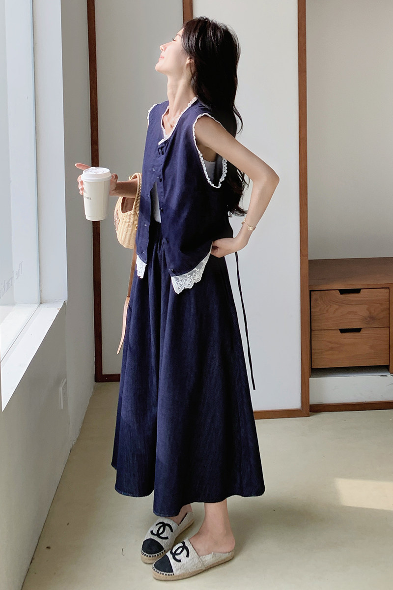 209-3261-p155-k228时尚新款拼接蕾丝牛仔套装,女装套装/套裙,浙宝210（原浙宝191）