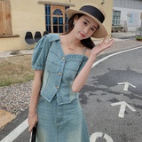 夏季新款设计感单边吊带上衣＋半身长裙两件套209-1920-P155-K209，女装运动套装，浙宝210（原浙宝191）