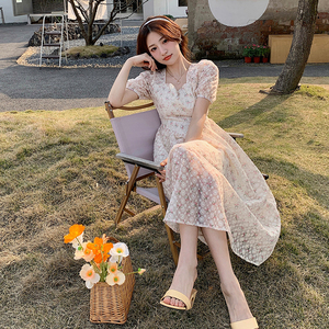 3夏季新款高级感复古浪漫甜美淑女中长款裙子P115-K165图片