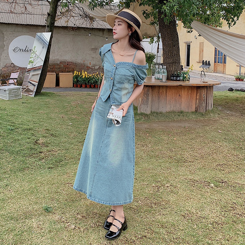 夏季新款设计感单边吊带上衣＋半身长裙两件套209-1920-P155-K209，女装运动套装，浙宝210（原浙宝191）