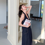 209-3236-p155-k228法式复古港风V领牛仔度假连衣裙，女装连衣裙，浙宝210（原浙宝191）