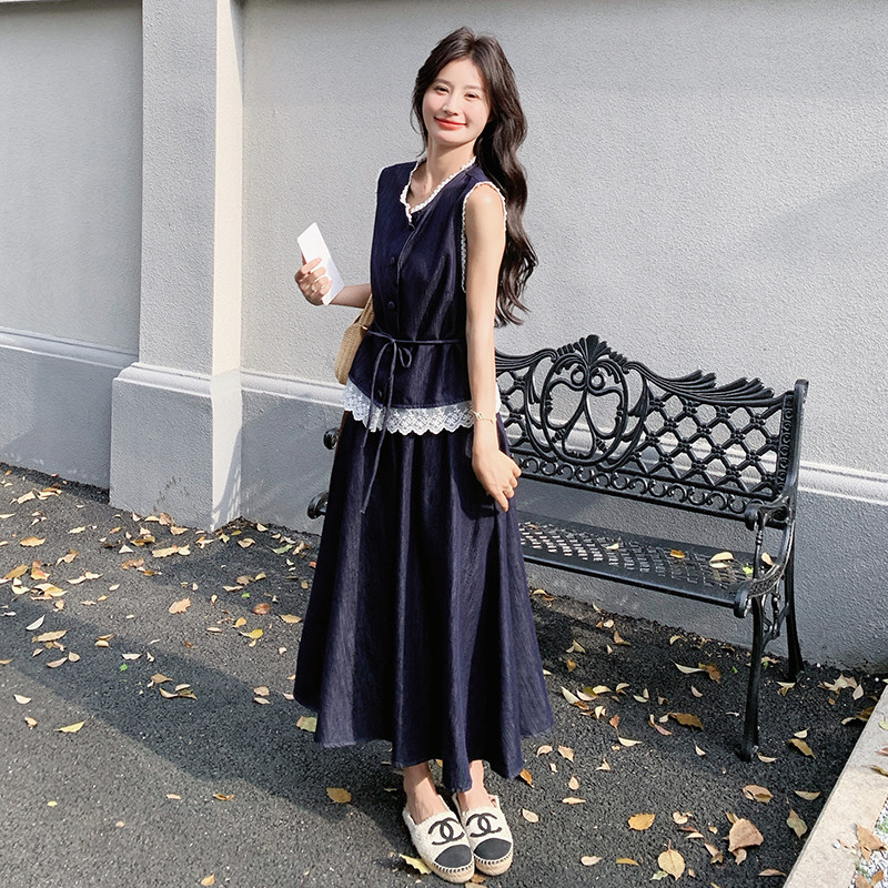 209-3261-p155-k228时尚新款拼接蕾丝牛仔套装,女装套装/套裙,浙宝210（原浙宝191）