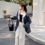 小香风可拆蕾丝翻领灰色西装外套女春秋2025新款西服独特漂亮流行，女装西装，浙宝210（原浙宝191）