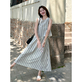 松弛感穿搭一整套女夏季2025新款今年流行无袖条纹露背上衣半身裙，女装运动套装，浙宝210（原浙宝191）