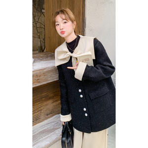 现货主推小香风新标90白鸭绒蝴蝶结羽绒服191-6395-P255-K378图片