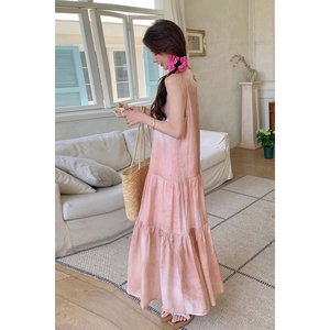 209-2869-P115-K168少女连衣裙夏季新款挂脖气质连衣裙图片