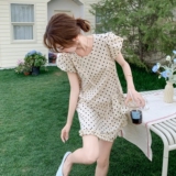 法式波点白色泡泡袖连衣裙女2025夏季新款超好看独特漂亮收腰裙子，女装连衣裙，浙宝210（原浙宝191）