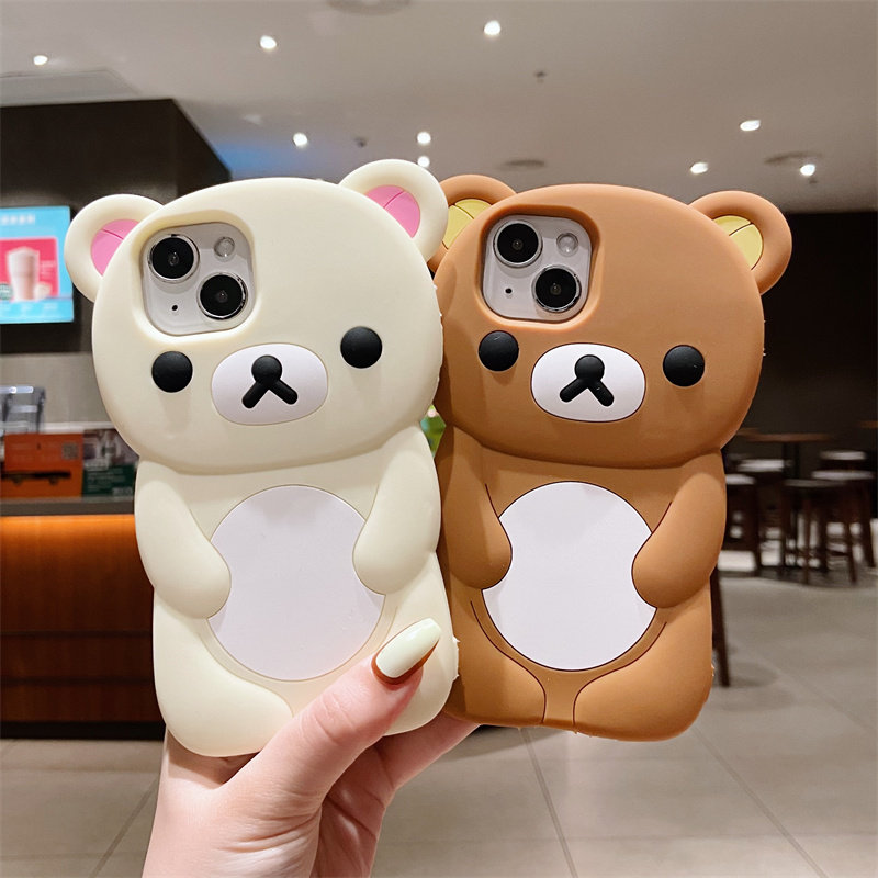 卡通立体趣味轻松熊适用iphone15promax手机壳苹果14硅胶1全包12防摔11软12promax女xsmax/xr/4s网红7plus潮