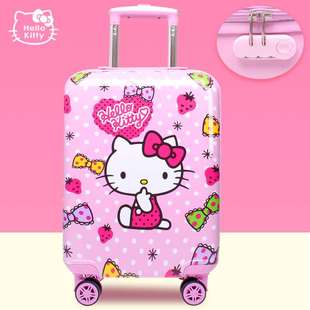 凯蒂猫儿童行李箱女孩可爱卡通旅行箱18寸万向轮拉杆箱可坐可 正品