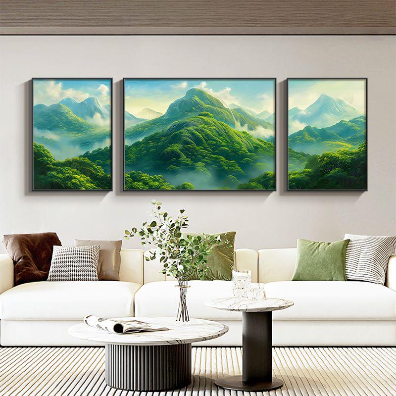 背有靠山客厅装饰画大气青山图有山无水沙发背景墙挂画现