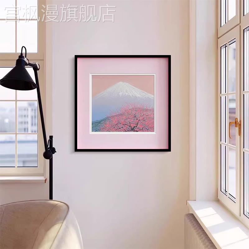 粉色多巴胺风韩式温馨风景挂画春日桃花创意卧室装饰画浪漫艺术