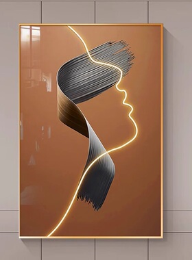 现代轻奢人物线条橙色玄关挂画客餐厅卧室样板间壁画大幅抽象挂画