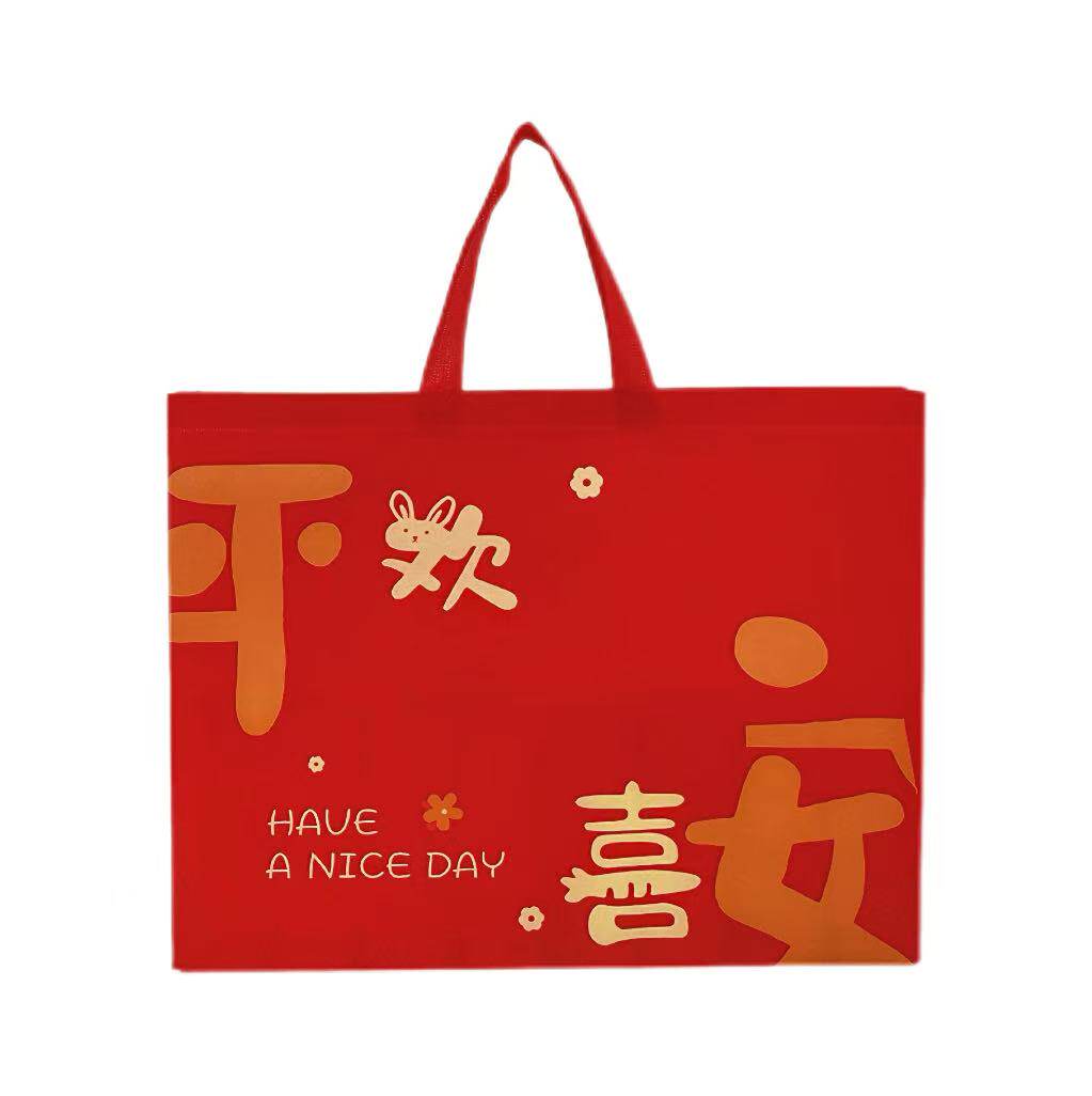 节日红色礼袋覆膜无纺布包装袋