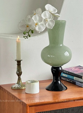 TEXDREAM织梦 碧连天高脚花瓶中古琉璃法式ins花器插花氛围感摆件