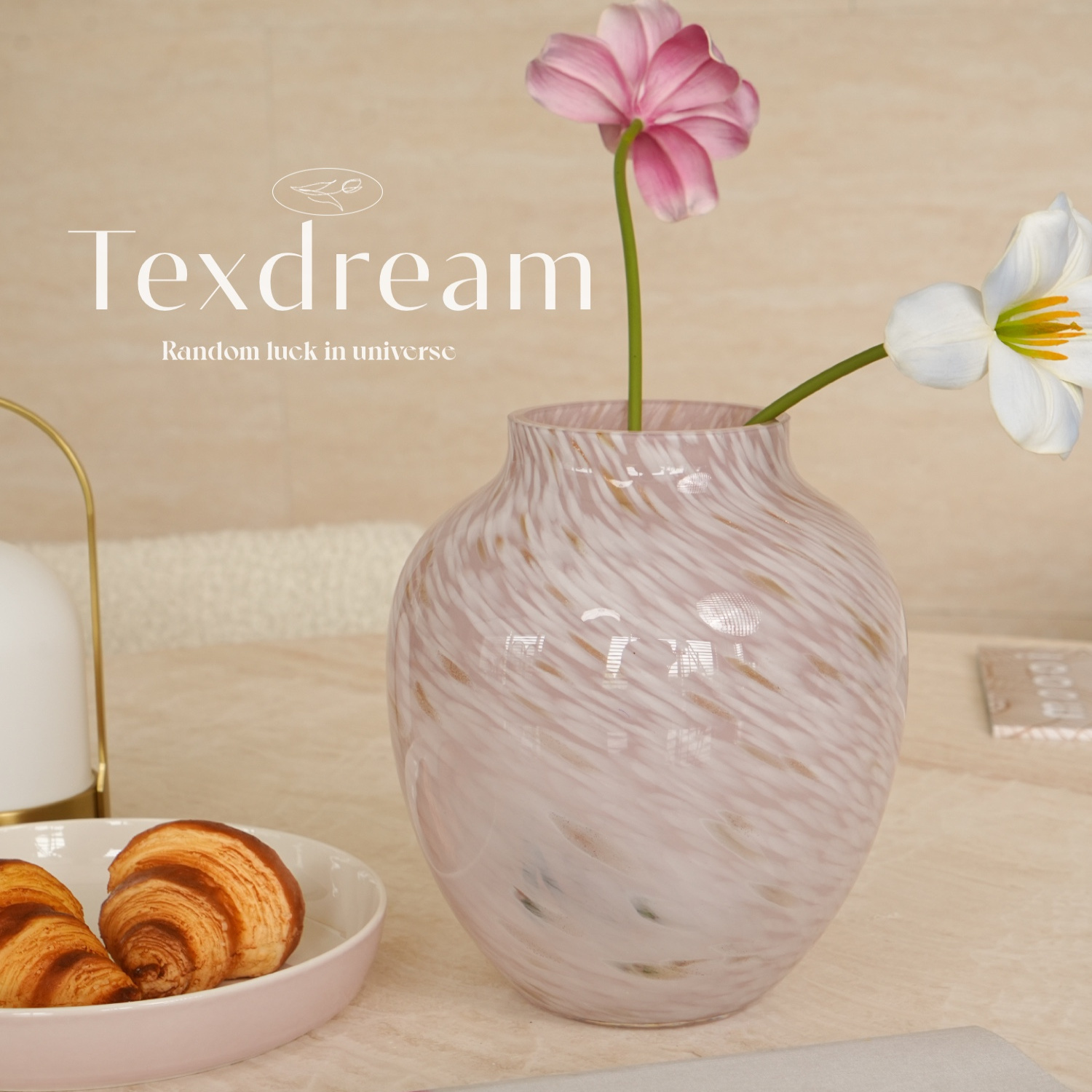 TEXDREAM渐变粉琉璃花瓶中古