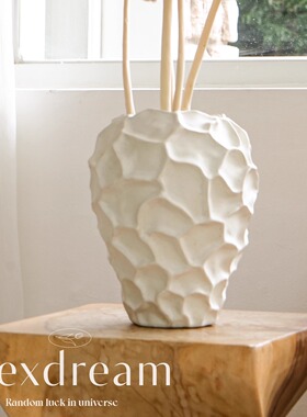 TEXDREAM织梦 他山之石 创意陶土花瓶侘寂风玄关餐柜花器摆件高级