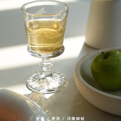 TEXDREAM蜻蜓高脚杯浮雕法式家用