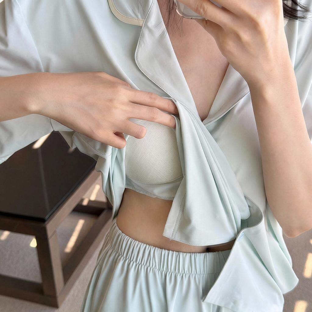 新款夏季凉感冰皮女睡衣两件套｜