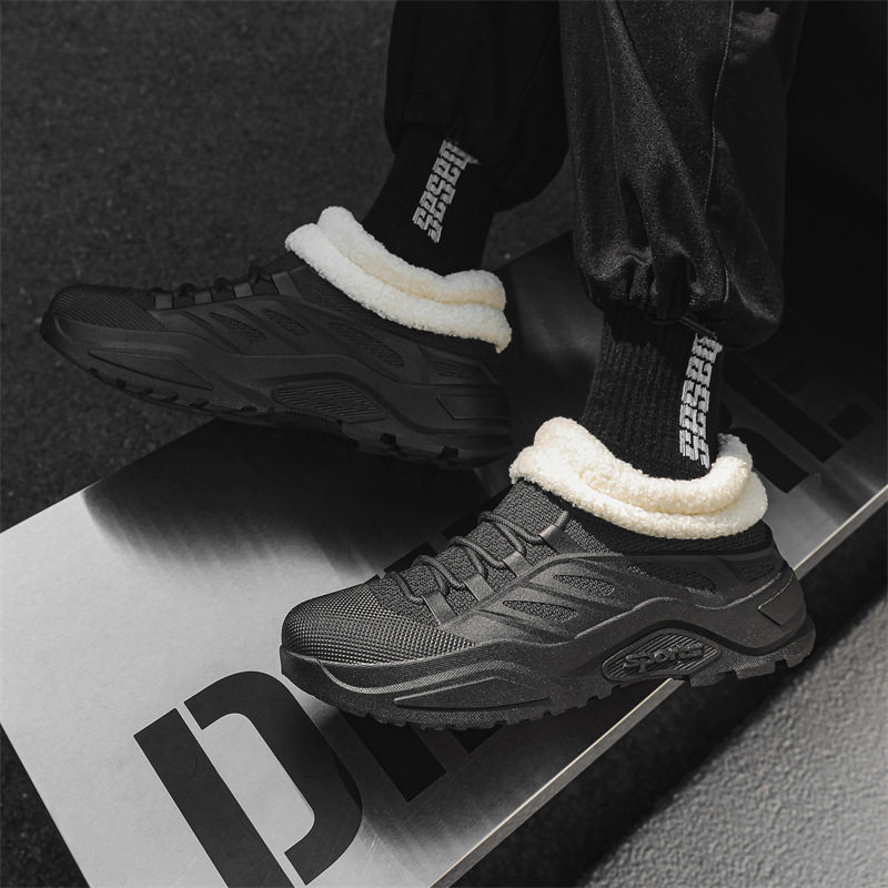 时尚雨鞋冬季男士防水防滑耐磨低帮鞋加绒保暖钓鱼厨师劳保鞋