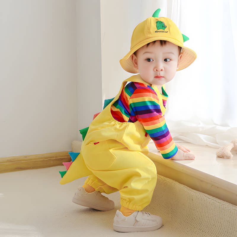 全棉纯棉婴儿春秋薄款纯棉儿童恐龙衣服春季男女宝宝套装夏季中小