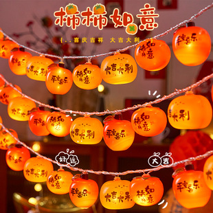 2026春节新年装饰柿子灯串过年氛围灯led小彩灯闪灯饰马年福字灯
