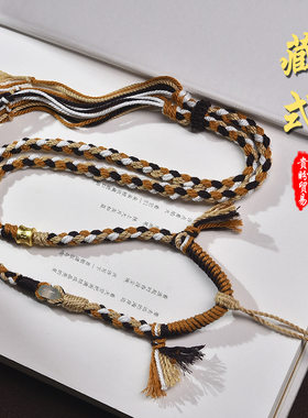 藏式手工编织绳唐卡项链绳玉石蜜蜡文玩配件挂绳八股五彩绳毛衣链