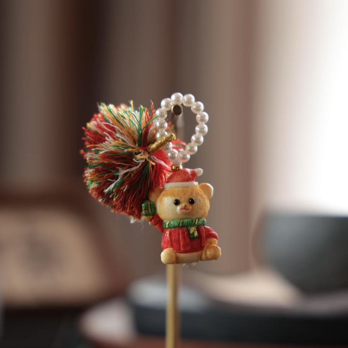 鹿角根付礼物熊提溜钥匙扣文玩配饰手串手链隔珠编绳挂件创意配饰