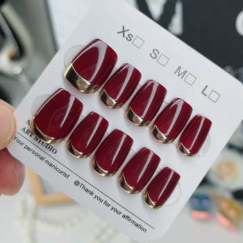 2026新款红色金属边框纯手工甲片