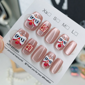 高级感手工甲猫眼穿戴甲醒狮网红爆款 美甲贴片2026新年款 显白甲片