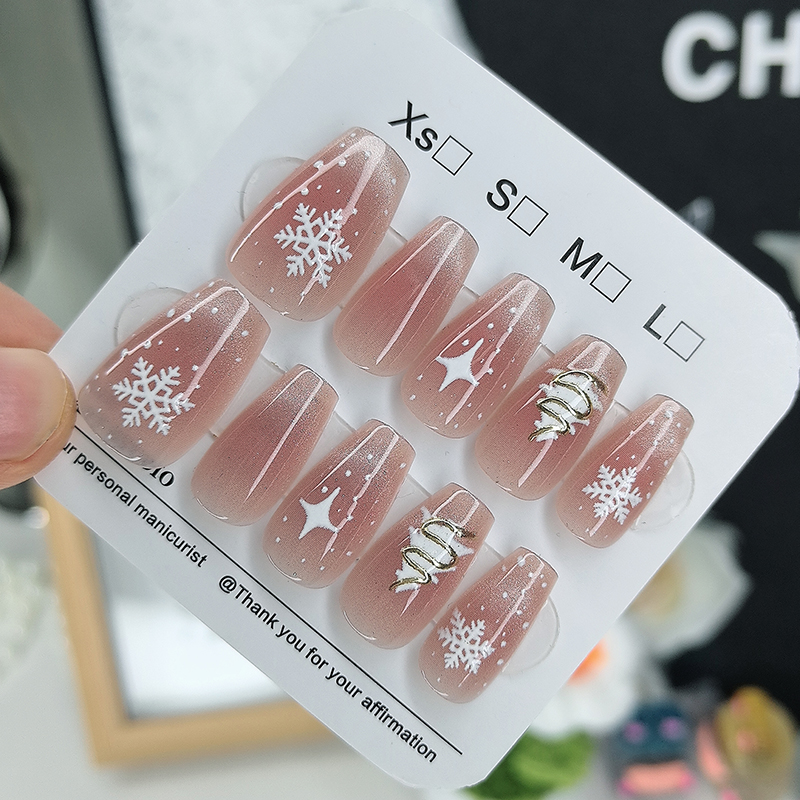 穿戴甲雪花图案轻奢高级感可拆卸